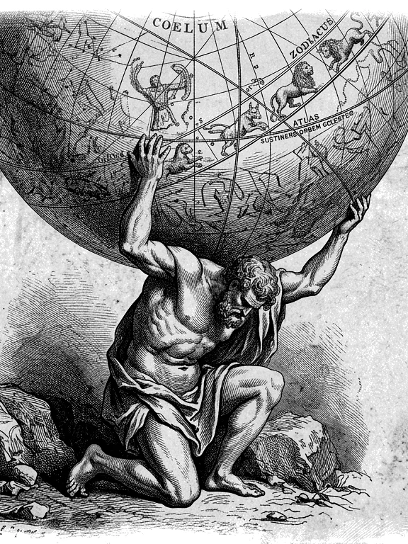 Atlas bearing the celestial sphere — engraving